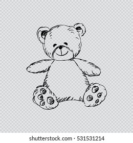Teddy bear with tie. Sketchy style.