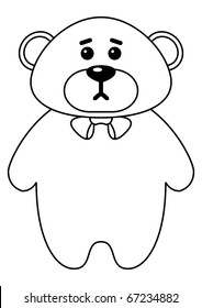 Teddy bear a tilde, vector toy, monochrome contours