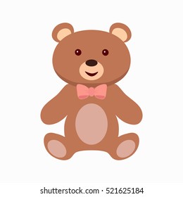 Teddy bear toy flat icon. Vector illustration.