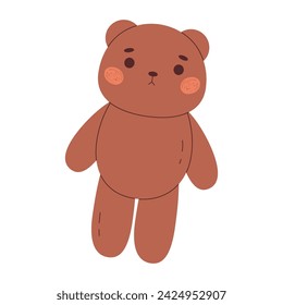 Teddy bear toy. Flat isolated vector illustration