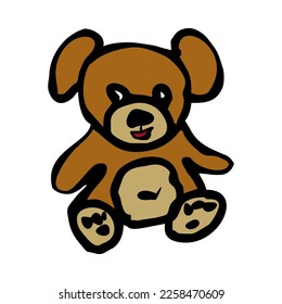 teddy bear toy hand drawn, isolated vector illustration