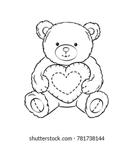 Teddy Bear Toy Heart Coloring Book Stock Vector (Royalty Free) 781738144