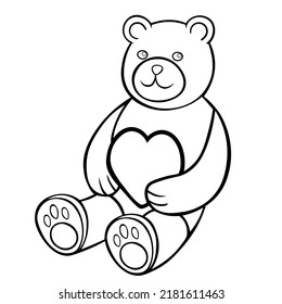 Juguete de oso de peluche con corazón. ilustración vectorial