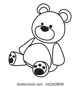 teddy bear toy icon cartoon isolated black and white vector illustration graphic design