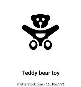 Teddy bear toy icon vector isolated on white background, logo concept of Teddy bear toy sign on transparent background, filled black symbol