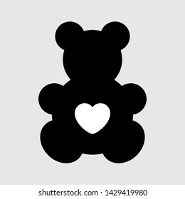 Teddy bear toy icon. Vector illustration silhouette, logo, label, sticker, lollipop.