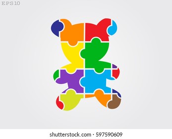 teddy bear, toy, icon, vector illustration eps10