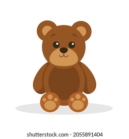Juguete de oso de peluche aislado sobre fondo blanco. Oso de peluche de caricatura. Material vectorial