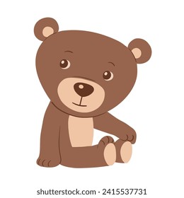 Teddy bear toy. Kind bear on a white background. Character for children. Cute animal for a postcard. Cartoon vector isolated illustration