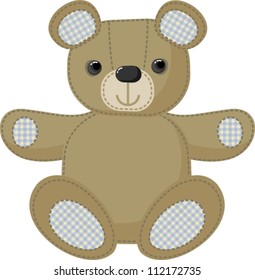 Teddy bear toy on a white background, vector illustration