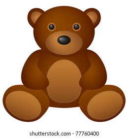 Teddy bear toy on a white background. Vector illustration.