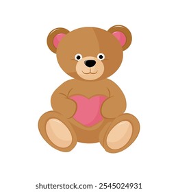 Teddy bear toy. Romance, Gift, Love concept. Isolated Illustration for poster, banner, advertising, invitation, cover. EPS 10
