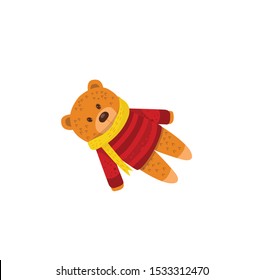 teddy bear toy in a scarf and sweater vector illustration