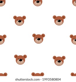 Teddy bear toy seamless pattern. Illustration in flat style.