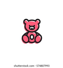 Teddy bear toy vector icon. Playground sign. Children plaything symbol. Vector concept illustration for design.