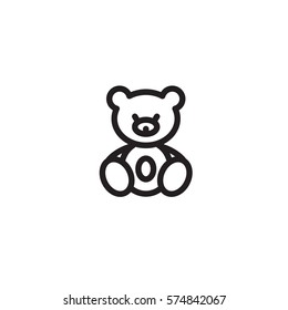 Teddy bear toy vector icon. Playground sign. Children plaything symbol. Vector concept illustration for design.