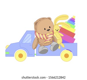 Teddy bear toy with a white background. Cartoon style.
