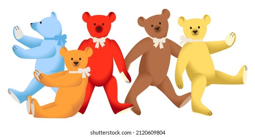 Teddy  Bear Toys Set. Vector illustration.