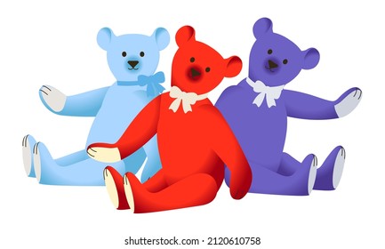 Teddy  Bear Toys Set. Vector illustration.