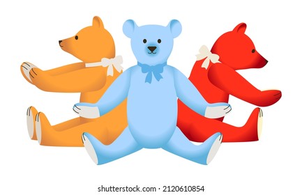 Teddy  Bear Toys Set. Vector illustration.