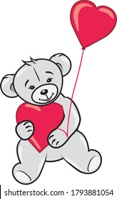 Teddy bear with two hearts. Vector