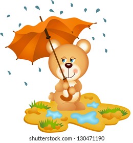 Teddy Bear Under Umbrella