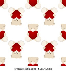 Teddy Bear Valentines Day Card isolated on white background. Vector illustration