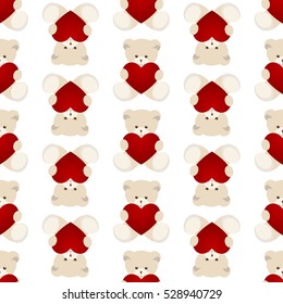 Teddy Bear Valentines Day Card isolated on white background. Vector illustration