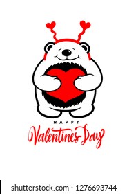 teddy bear valentines day vector illustration with lettering