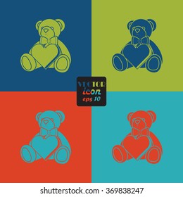 Teddy bear - Valentine's Day vector icon