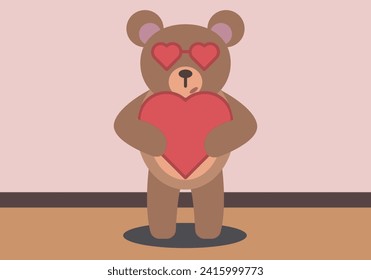Teddy bear with Valentine's hearts.