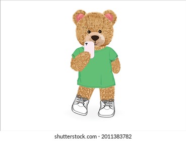 teddy bear vector art design hand drawn selfie queen 