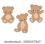 teddy bear vector hand drawn illustration cute print design for kids 