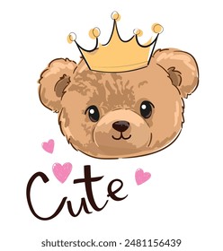 teddy bear vector hand drawn illustration cute print design for kids 