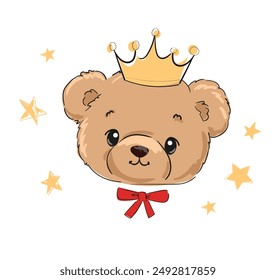 teddy bear vector hand drawn illustration cute print design for kids 