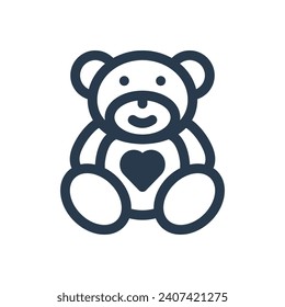 Ilustración del icono del vector del oso de peluche para los compañeros más tiernos