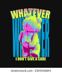 Teddy Bear Vector Illustration Artwork, Vintage and Modern, Streetwear Graphic Design for t-shirt print design template.