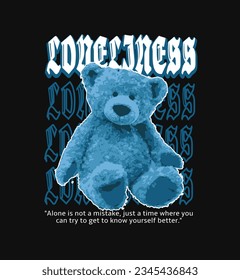 Teddy Bear Vector Illustration Artwork, Vintage and Modern, Streetwear Graphic Design for t-shirt print design template.