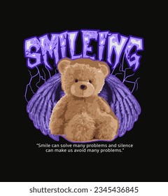Teddy Bear Vector Illustration Artwork, Vintage and Modern, Streetwear Graphic Design for t-shirt print design template.