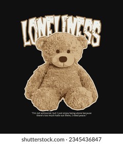 Teddy Bear Vector Illustration Artwork, Vintage and Modern, Streetwear Graphic Design for t-shirt print design template.