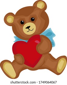 Teddy bear vector illustration with heart