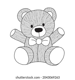  Ilustración vectorial de oso de peluche aislada en fondo blanco