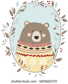 Teddy Bear vector illustration for kids room fashion textile