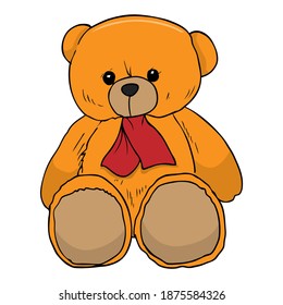 teddy bear vector illustration,isolated on white background,doll top view