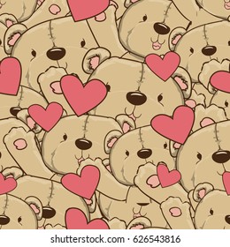 Teddy Bear Vector Seamless Background 