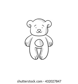 Teddy bear vector sketch icon isolated on background. Hand drawn Teddy bear icon. Teddy bear sketch icon for infographic, website or app.
