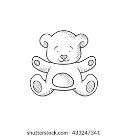 Teddy bear vector sketch icon isolated on background. Hand drawn Teddy bear icon. Teddy bear sketch icon for infographic, website or app.