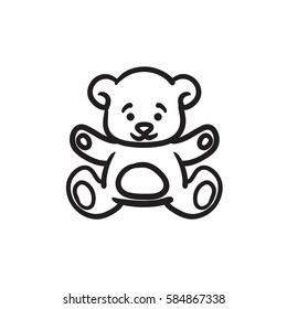 Teddy bear vector sketch icon isolated on background. Hand drawn Teddy bear icon. Teddy bear sketch icon for infographic, website or app.