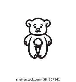 Teddy bear vector sketch icon isolated on background. Hand drawn Teddy bear icon. Teddy bear sketch icon for infographic, website or app.