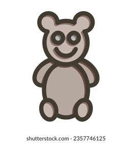 Teddy Bear Vector Thick Line Filled Colors Icon For Personal And Commercial Use.
